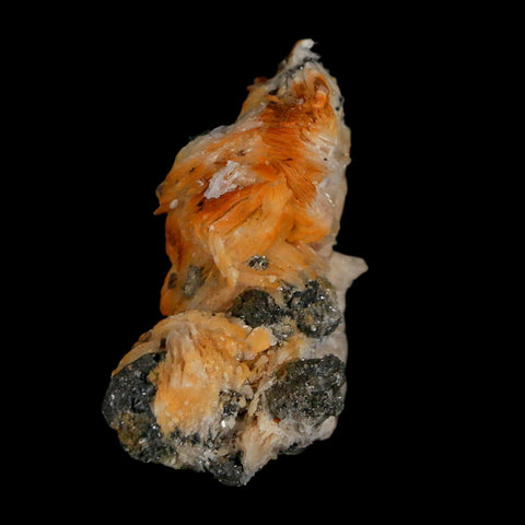 2" Sparkly Orange Barite Blades, Cerussite Crystals, Galena Crystal Mineral Morocco - Fossil Age Minerals