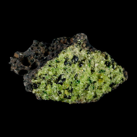 3.2" Emerald Peridot Crystals, Chrome Diopside And Spinel On Volcanic Rock Gila, AZ