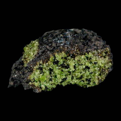 3" Emerald Peridot Crystals, Chrome Diopside And Spinel On Volcanic Rock Gila, AZ - Fossil Age Minerals