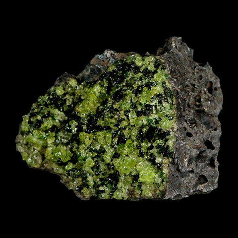 2.7" Emerald Peridot Crystals, Chrome Diopside And Spinel On Volcanic Rock Gila, AZ - Fossil Age Minerals