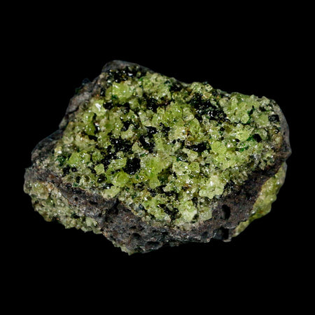 2.2" Emerald Peridot Crystals, Chrome Diopside And Spinel On Volcanic Rock Gila, AZ