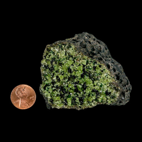 2.8" Emerald Peridot Crystals, Chrome Diopside And Spinel On Volcanic Rock Gila, AZ - Fossil Age Minerals