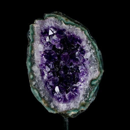 3.4" Amethyst Crystal Cluster Mineral Specimen Brazil Custom Medal Stand