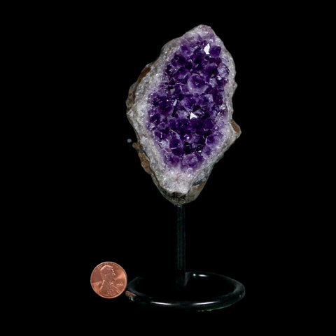 3.4" Amethyst Crystal Cluster Mineral Specimen Brazil Custom Medal Stand
