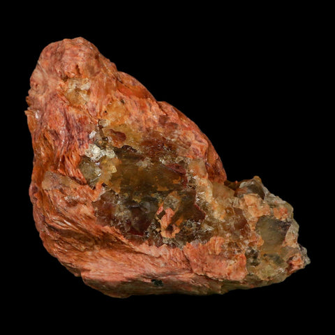 4.1" Yellow Fluorite on Orange Barite Blade Crystals Minerals Taouirirt Morocco