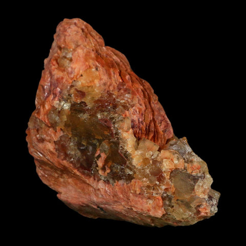 4.1" Yellow Fluorite on Orange Barite Blade Crystals Minerals Taouirirt Morocco