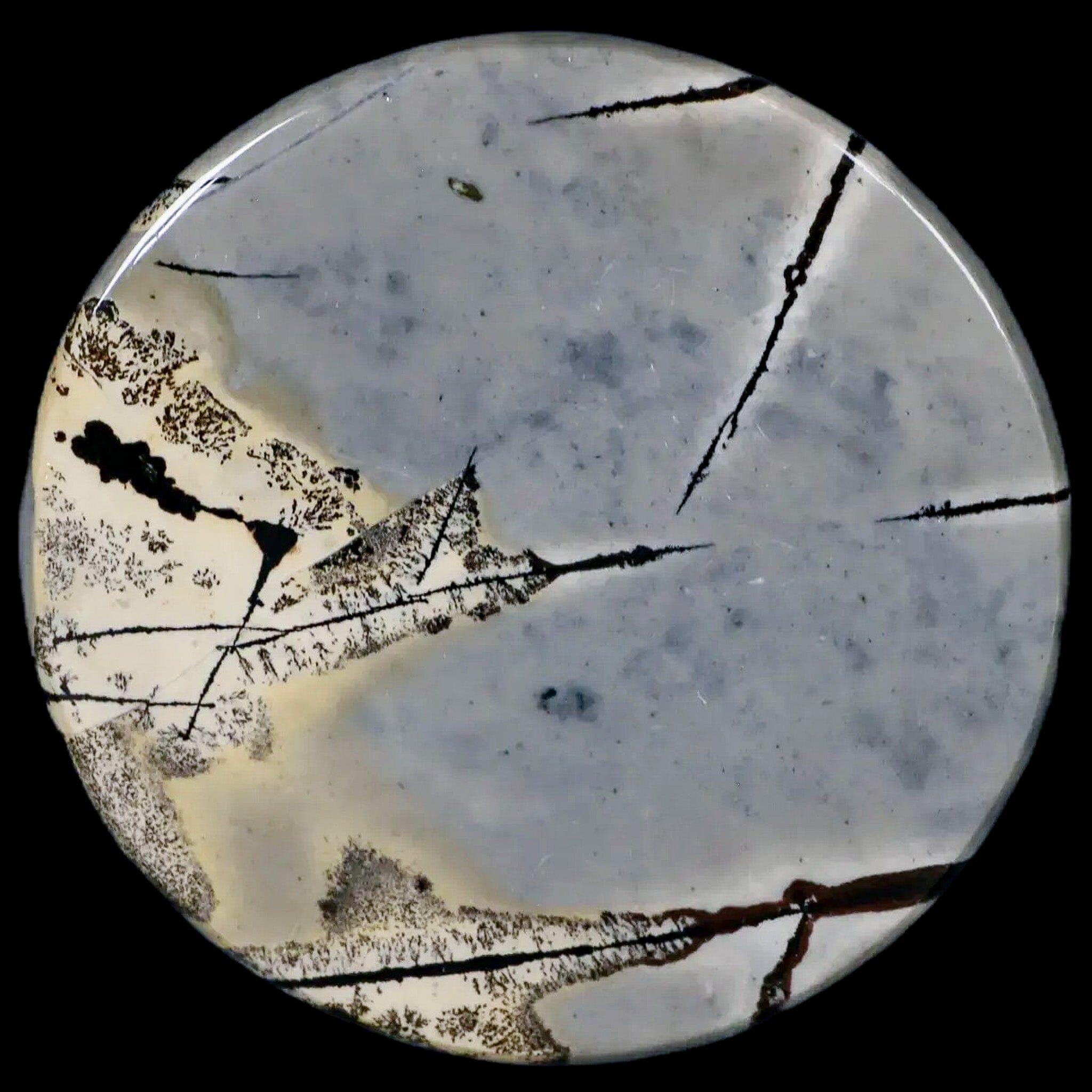 61MM Chinese Picture Jasper Mineral Specimen Round Polished Slab Liaoning, China - Fossil Age Minerals