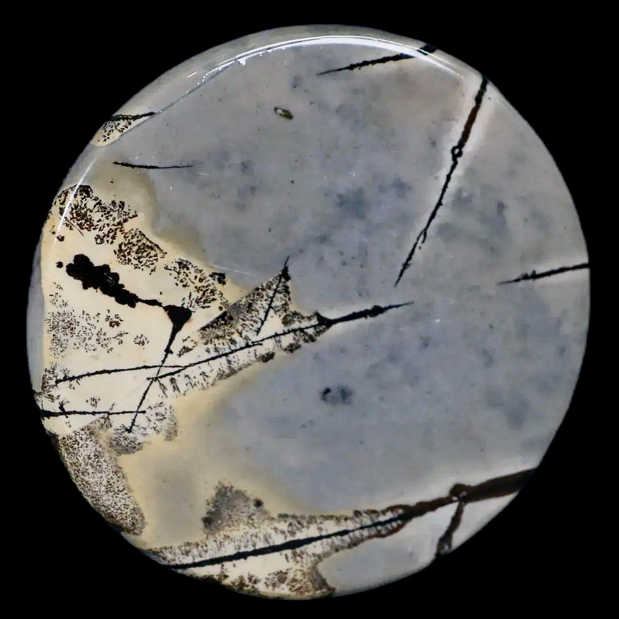 61MM Chinese Picture Jasper Mineral Specimen Round Polished Slab Liaoning, China - Fossil Age Minerals