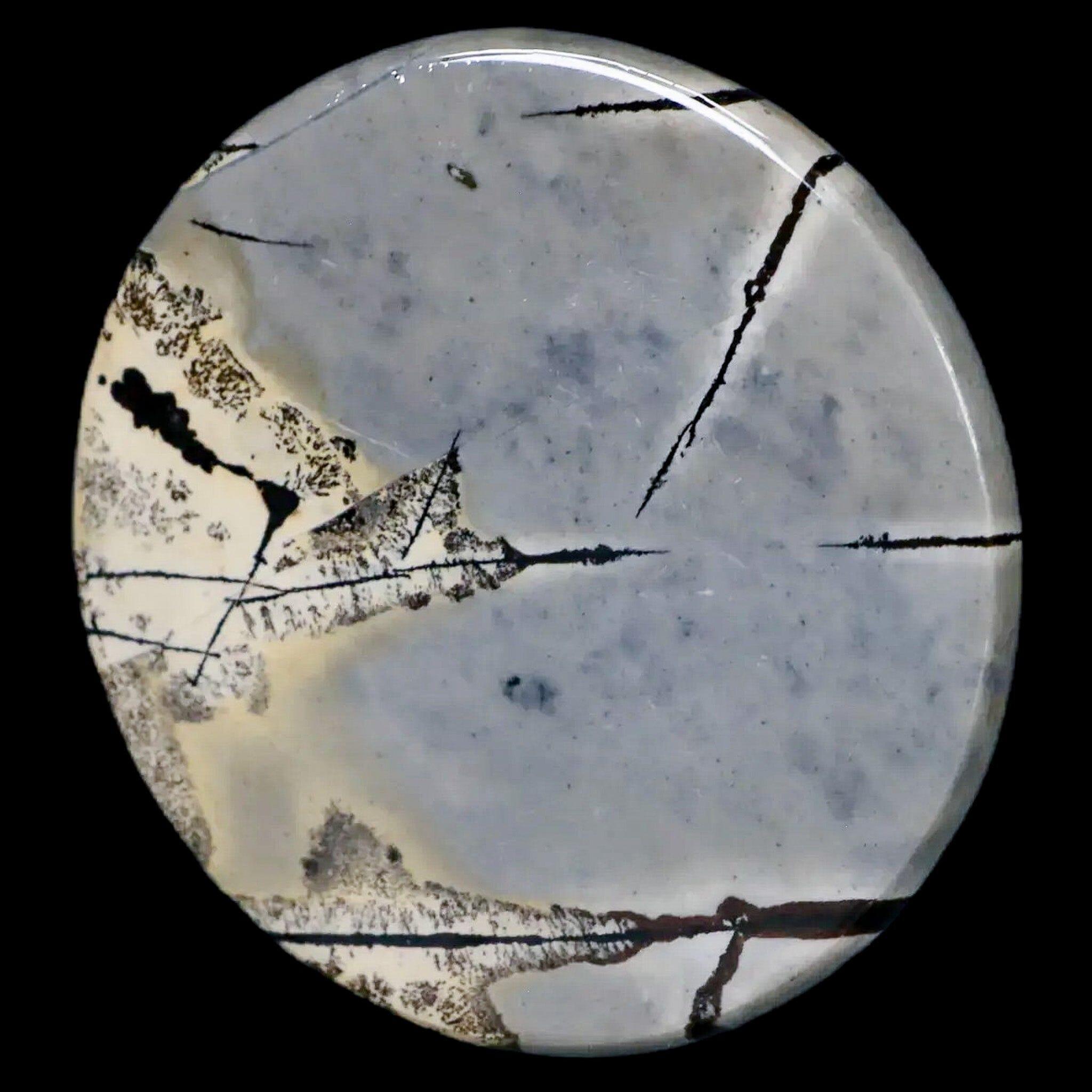 61MM Chinese Picture Jasper Mineral Specimen Round Polished Slab Liaoning, China - Fossil Age Minerals
