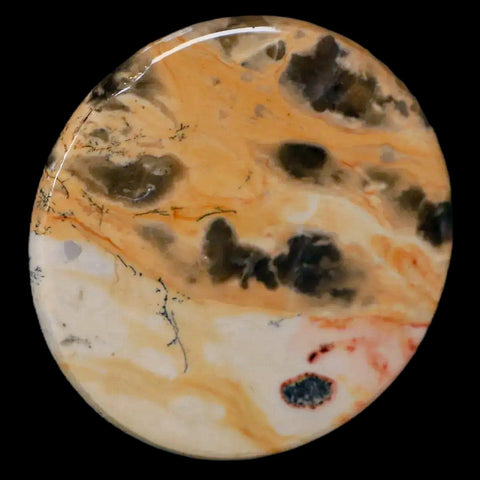 60MM Chinese Picture Jasper Mineral Specimen Round Polished Slab Liaoning, China - Fossil Age Minerals