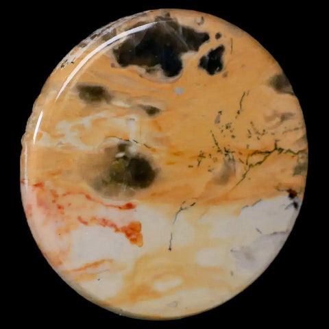 60MM Chinese Picture Jasper Mineral Specimen Round Polished Slab Liaoning, China - Fossil Age Minerals
