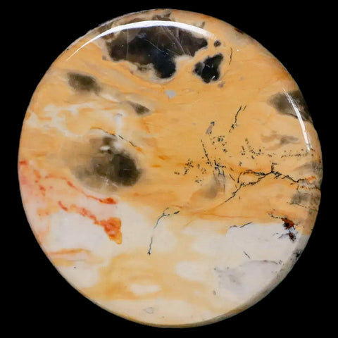 60MM Chinese Picture Jasper Mineral Specimen Round Polished Slab Liaoning, China - Fossil Age Minerals