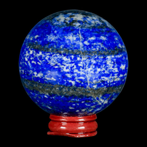 XL 63MM Natural Blue Lapis Lazuli Sphere Ball Orb Pyrite Crystal Calcite Stand - Fossil Age Minerals