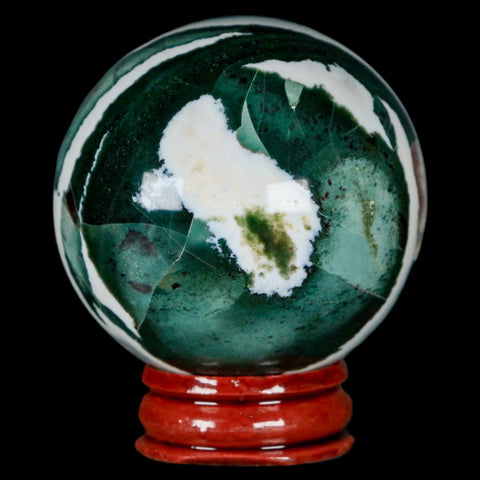 50MM Sardonyx Mineral Specimen Green And White Sphere Ball Orb Brazil Stand