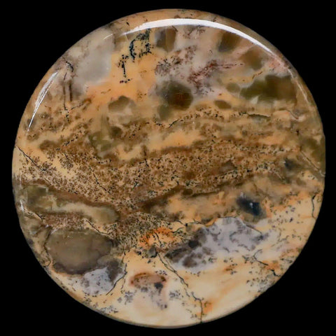 60MM Chinese Picture Jasper Mineral Specimen Round Polished Slab Liaoning, China - Fossil Age Minerals