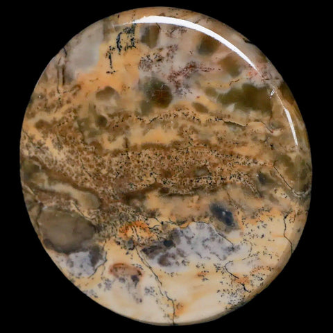60MM Chinese Picture Jasper Mineral Specimen Round Polished Slab Liaoning, China - Fossil Age Minerals