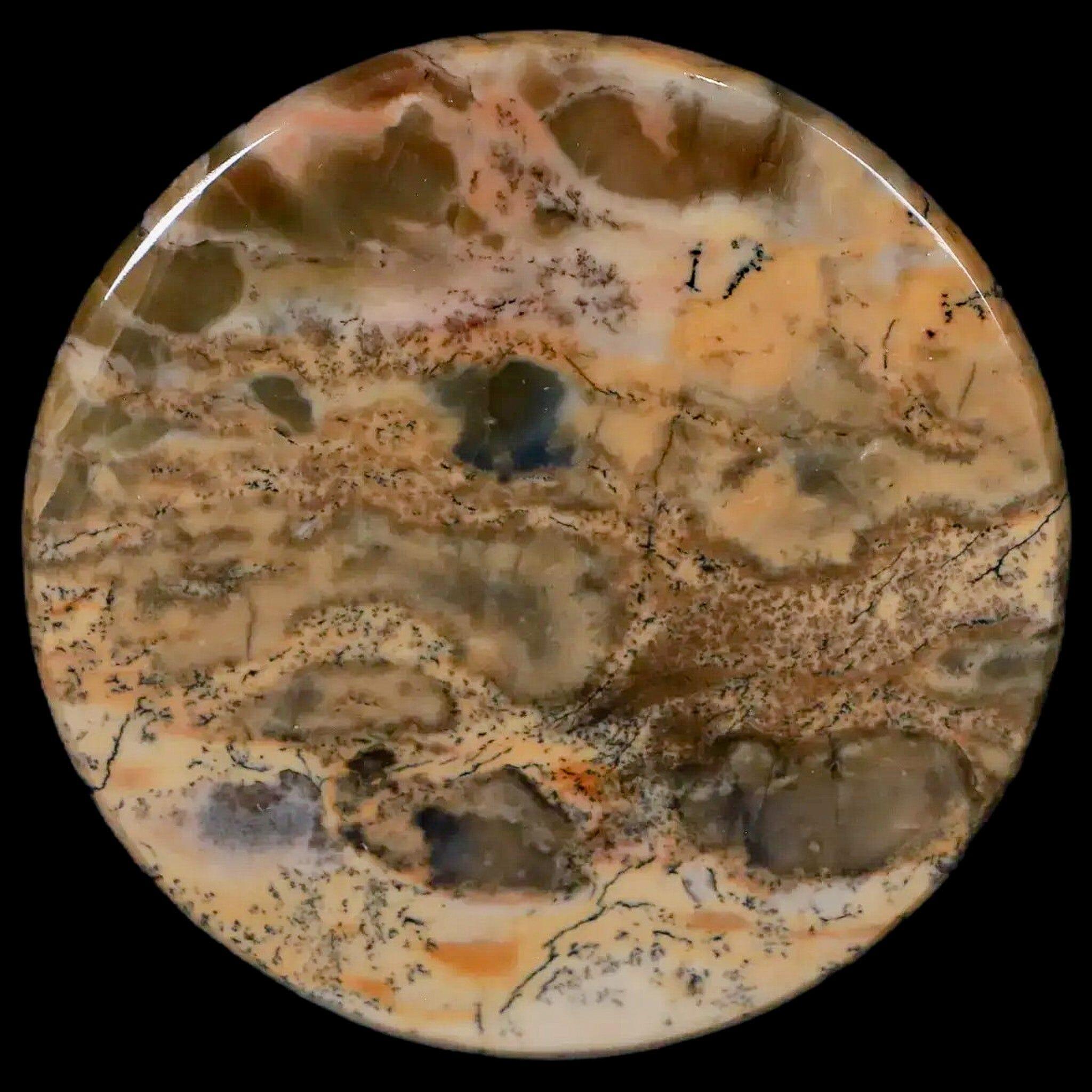 60MM Chinese Picture Jasper Mineral Specimen Round Polished Slab Liaoning, China - Fossil Age Minerals