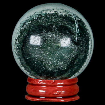 45MM Sardonyx Mineral Specimen Vug Green White Sphere Ball Orb Brazil Stand