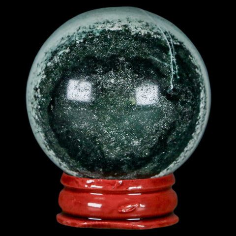 45MM Sardonyx Mineral Specimen Vug Green White Sphere Ball Orb Brazil Stand