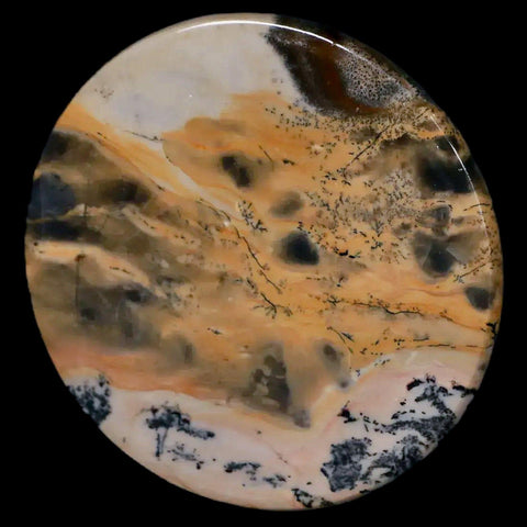 60MM Chinese Picture Jasper Mineral Specimen Round Polished Slab Liaoning, China - Fossil Age Minerals