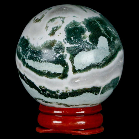 47MM Sardonyx Mineral Specimen Green White Sphere Ball Orb Brazil Stand