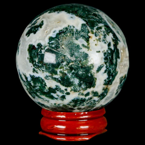 48MM Sardonyx Mineral Specimen Vug Green White Sphere Ball Orb Brazil Stand