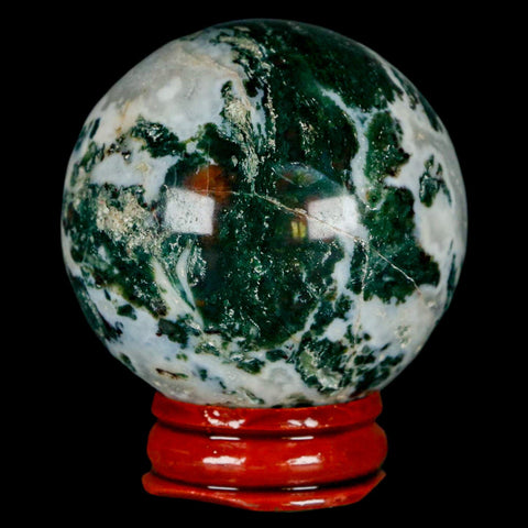 48MM Sardonyx Mineral Specimen Vug Green White Sphere Ball Orb Brazil Stand
