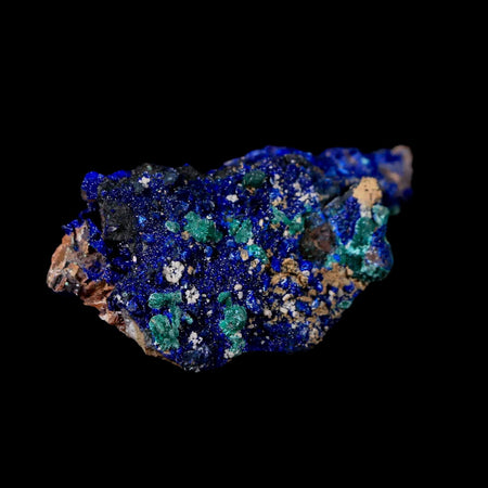 2.1" Azurite Crystals & Malachite On Matrix Mineral Specimen Tiznit Morocco