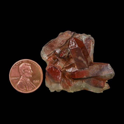 1.2" Natural Red Ferruginous Quartz Crystal Cluster Mineral Specimen Meknes Morocco - Fossil Age Minerals