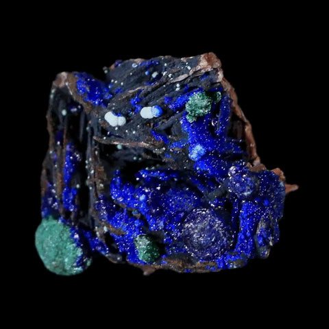 0.8" Azurite Crystals & Malachite On Barite Mineral Specimen Tiznit Morocco - Fossil Age Minerals