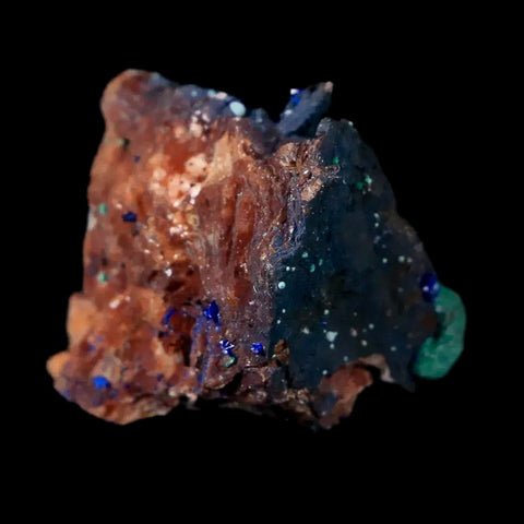 0.8" Azurite Crystals & Malachite On Barite Mineral Specimen Tiznit Morocco - Fossil Age Minerals