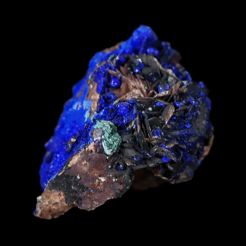 1.2" Azurite Crystals & Malachite On Barite Mineral Specimen Tiznit Morocco - Fossil Age Minerals