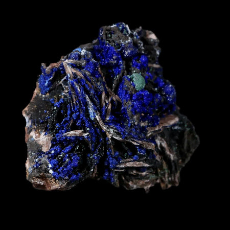 1.7" Azurite Crystals & Malachite On Barite Mineral Specimen Tiznit Morocco