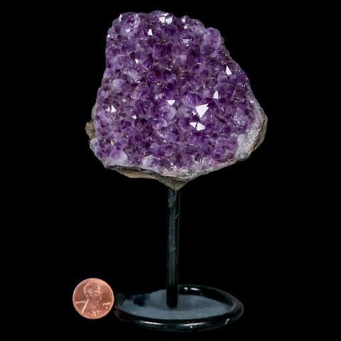 3.2" Amethyst Crystal Cluster Mineral Specimen Brazil Custom Medal Stand