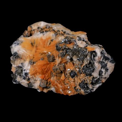 2.6" Orange Barite, Cerussite & Galena Cubes Crystal Mineral Mabladen Morocco - Fossil Age Minerals