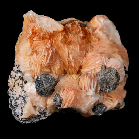 2.4" Orange Barite, Cerussite & Galena Cubes Crystal Mineral Mabladen Morocco