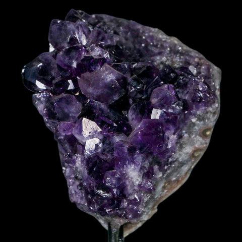 3.1" Amethyst Crystal Cluster Mineral Specimen Brazil Custom Medal Stand
