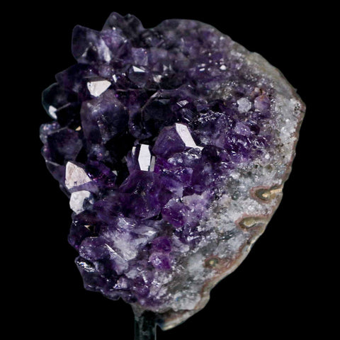 3.1" Amethyst Crystal Cluster Mineral Specimen Brazil Custom Medal Stand