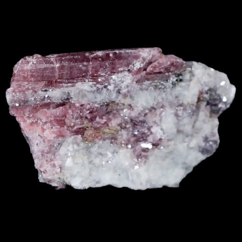 3.1" Natural Rough Pink Tourmaline on Crystal Quartz Mineral Specimen Brazil - Fossil Age Minerals