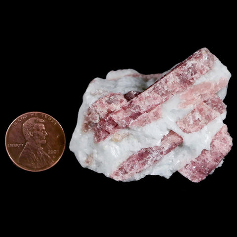 2" Natural Rough Pink Tourmaline on Crystal Quartz Mineral Specimen Brazil - Fossil Age Minerals
