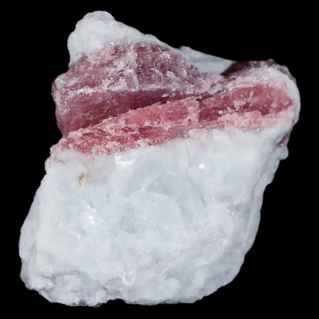 1.4" Natural Rough Pink Tourmaline on Crystal Quartz Mineral Specimen Brazil