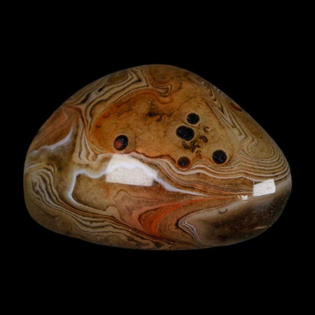 2.3" Natural Polished Red Silk Banded Agate Chalcedony Mineral Specimen