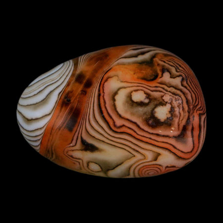 1.8" Natural Polished Red Silk Banded Agate Chalcedony Mineral Specimen
