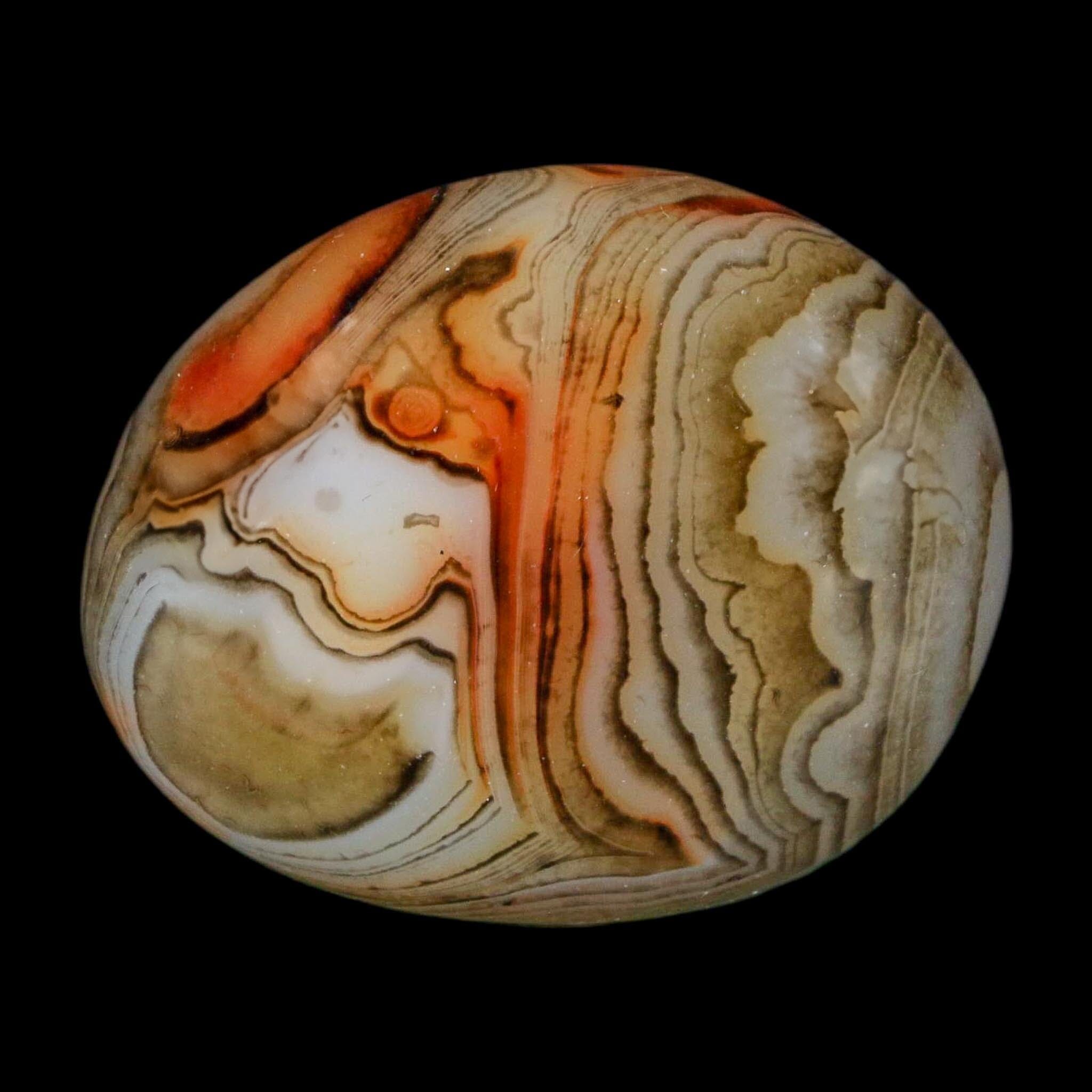 1.9" Natural Polished Red Silk Banded Agate Chalcedony Mineral Specimen - Fossil Age Minerals