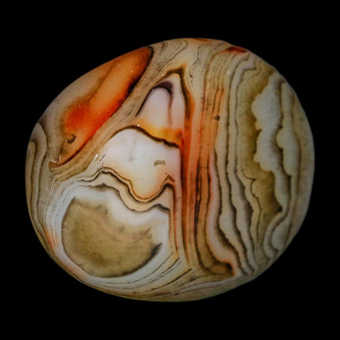 1.9" Natural Polished Red Silk Banded Agate Chalcedony Mineral Specimen - Fossil Age Minerals