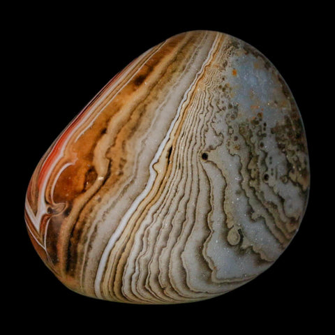 1.8" Natural Polished Red Silk Banded Agate Chalcedony Mineral Specimen - Fossil Age Minerals