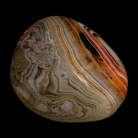 1.8" Natural Polished Red Silk Banded Agate Chalcedony Mineral Specimen - Fossil Age Minerals