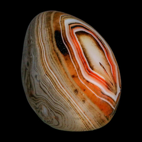 1.8" Natural Polished Red Silk Banded Agate Chalcedony Mineral Specimen - Fossil Age Minerals