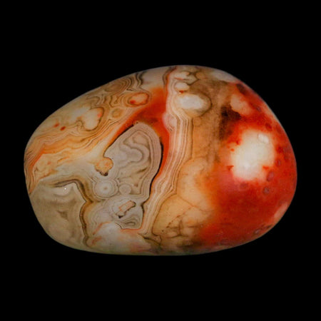 1.9" Natural Polished Red Silk Banded Agate Chalcedony Mineral Specimen