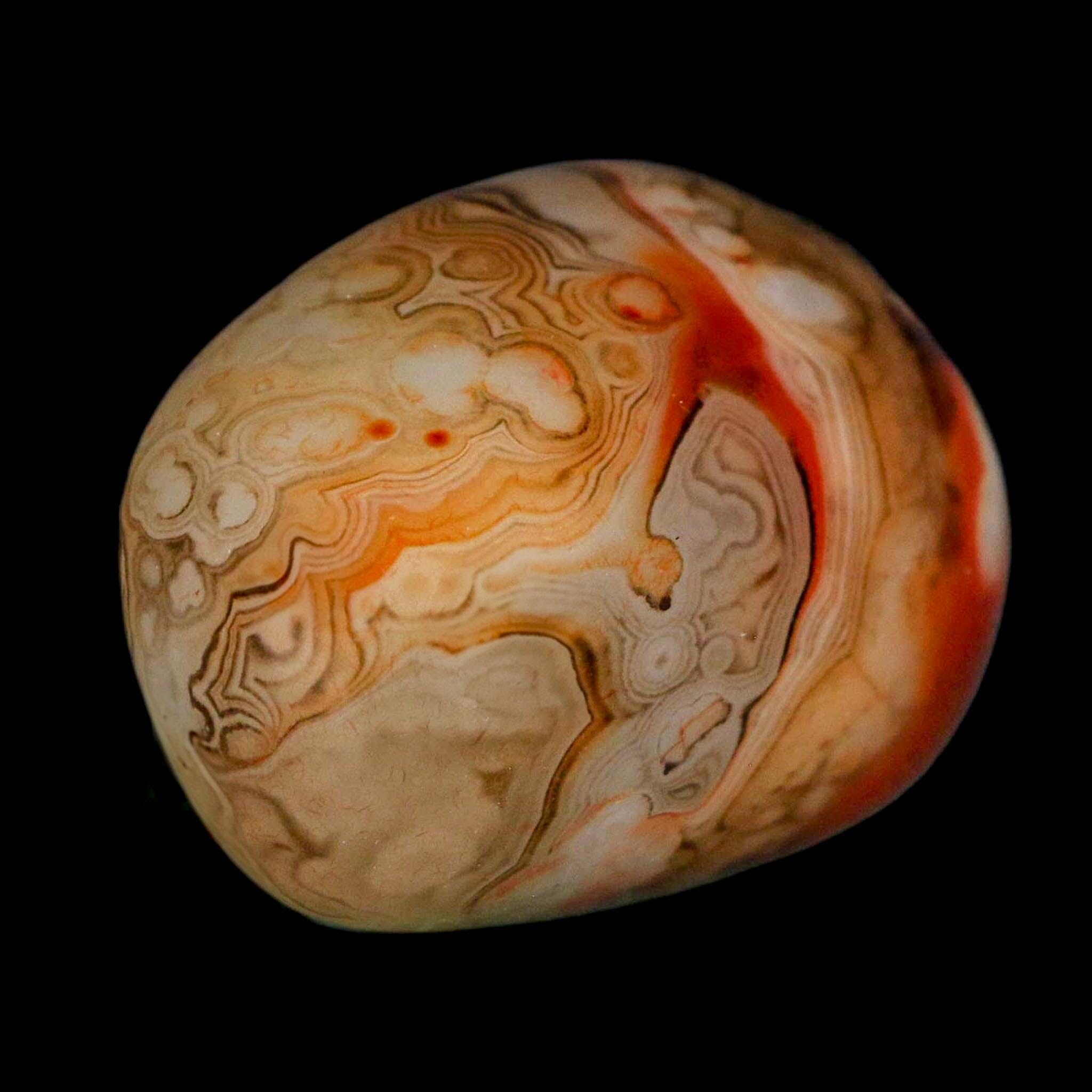 1.9" Natural Polished Red Silk Banded Agate Chalcedony Mineral Specimen - Fossil Age Minerals